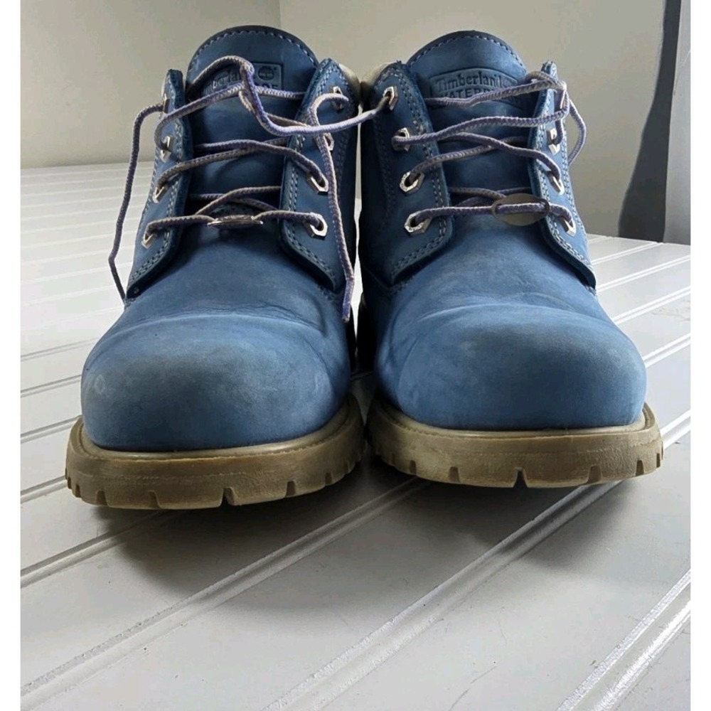 Timberland Womens LIGHT BLUE Waterproof Leather Ankle Boots Size 9M - Picture 6 of 7